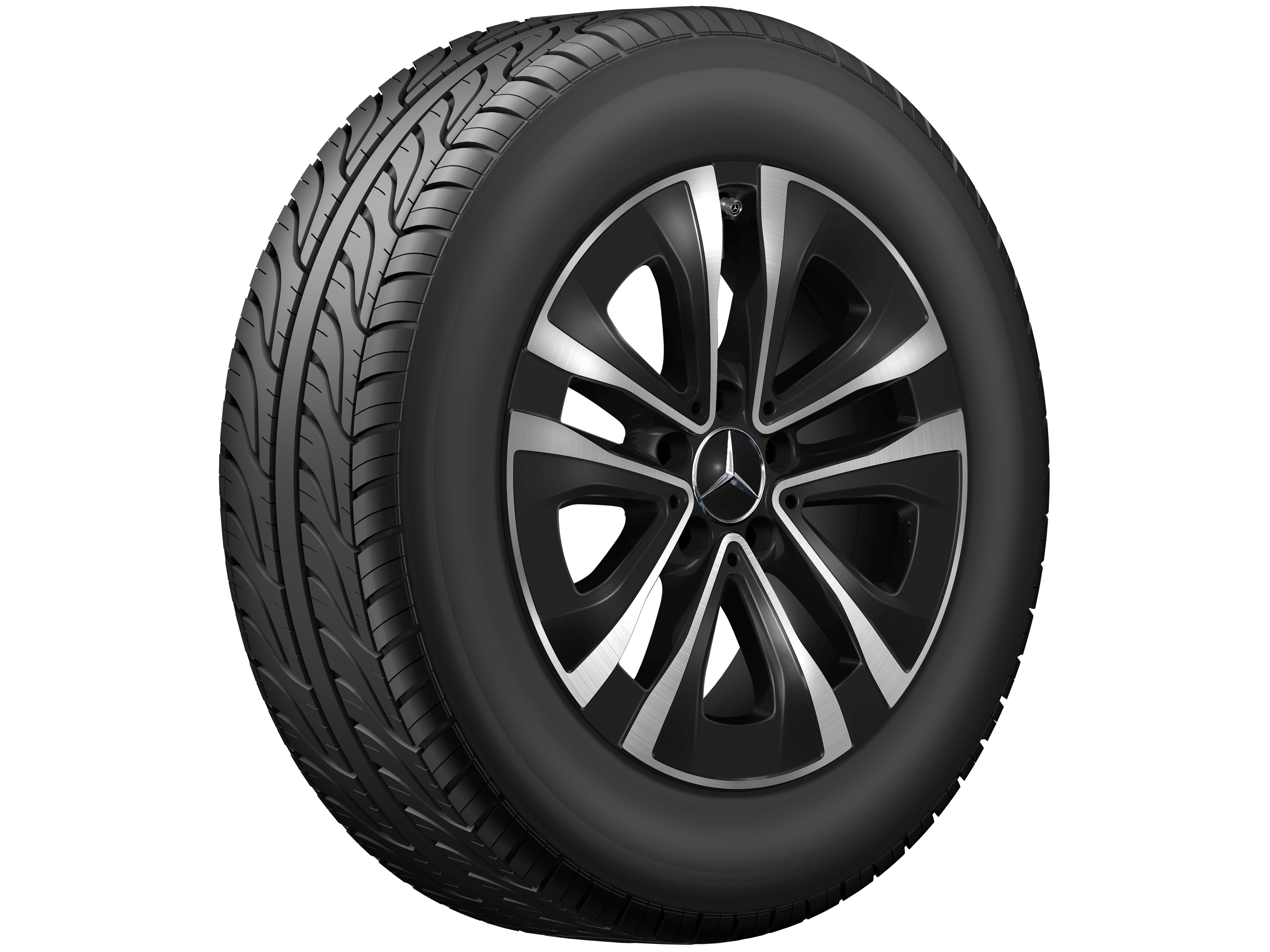 5-spoke wheel, Aero, 43.2 cm (17-inch), with additional spokes - 6,5 J x 17 ET 44, black, high-sheen