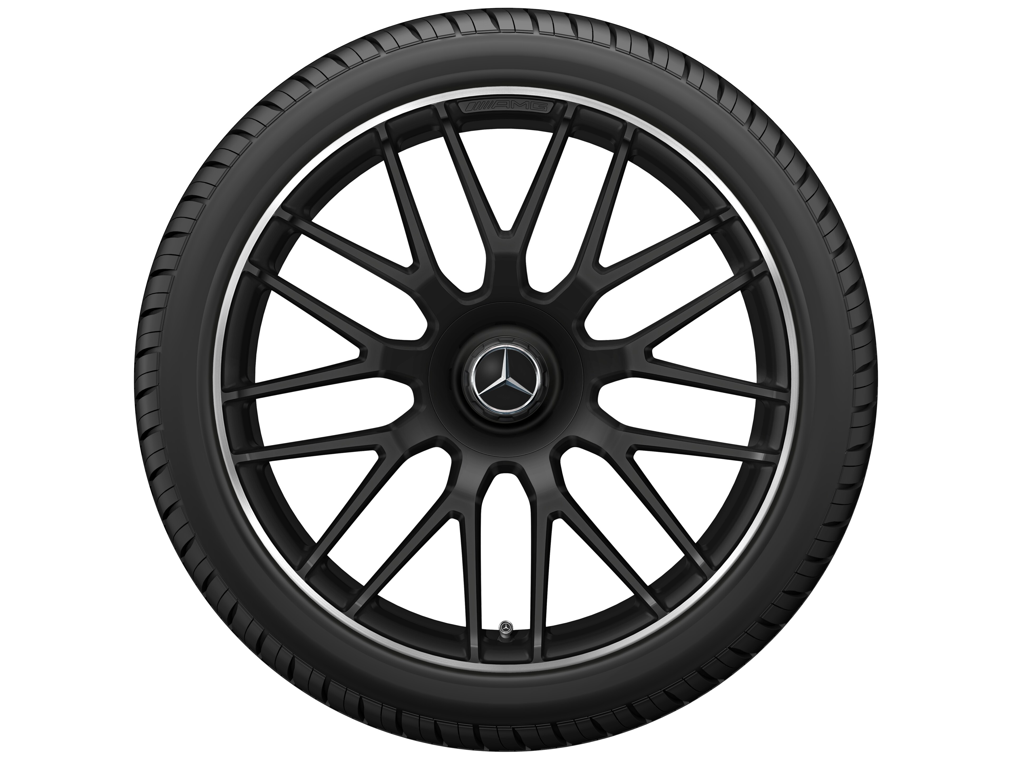 AMG forged wheel in cross-spoke design, 50.8 cm (20-inch), High-sheen rim flange - 11 J x 20 ET 68, matt black