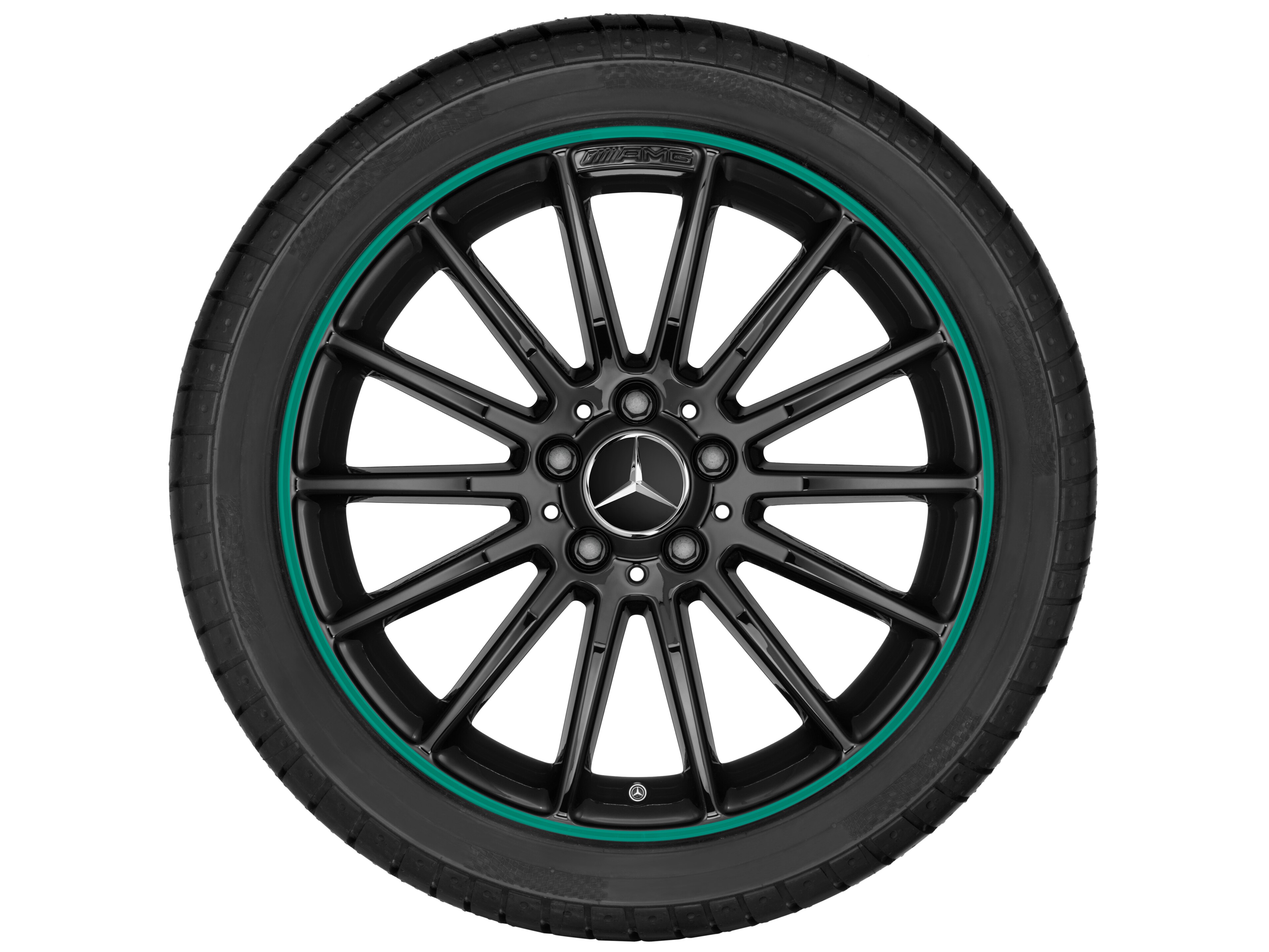 AMG multi-spoke wheel, 45.7 cm (18-inch), Rim flange, painted green - 7,5 J x 18 ET 52, black, glossy