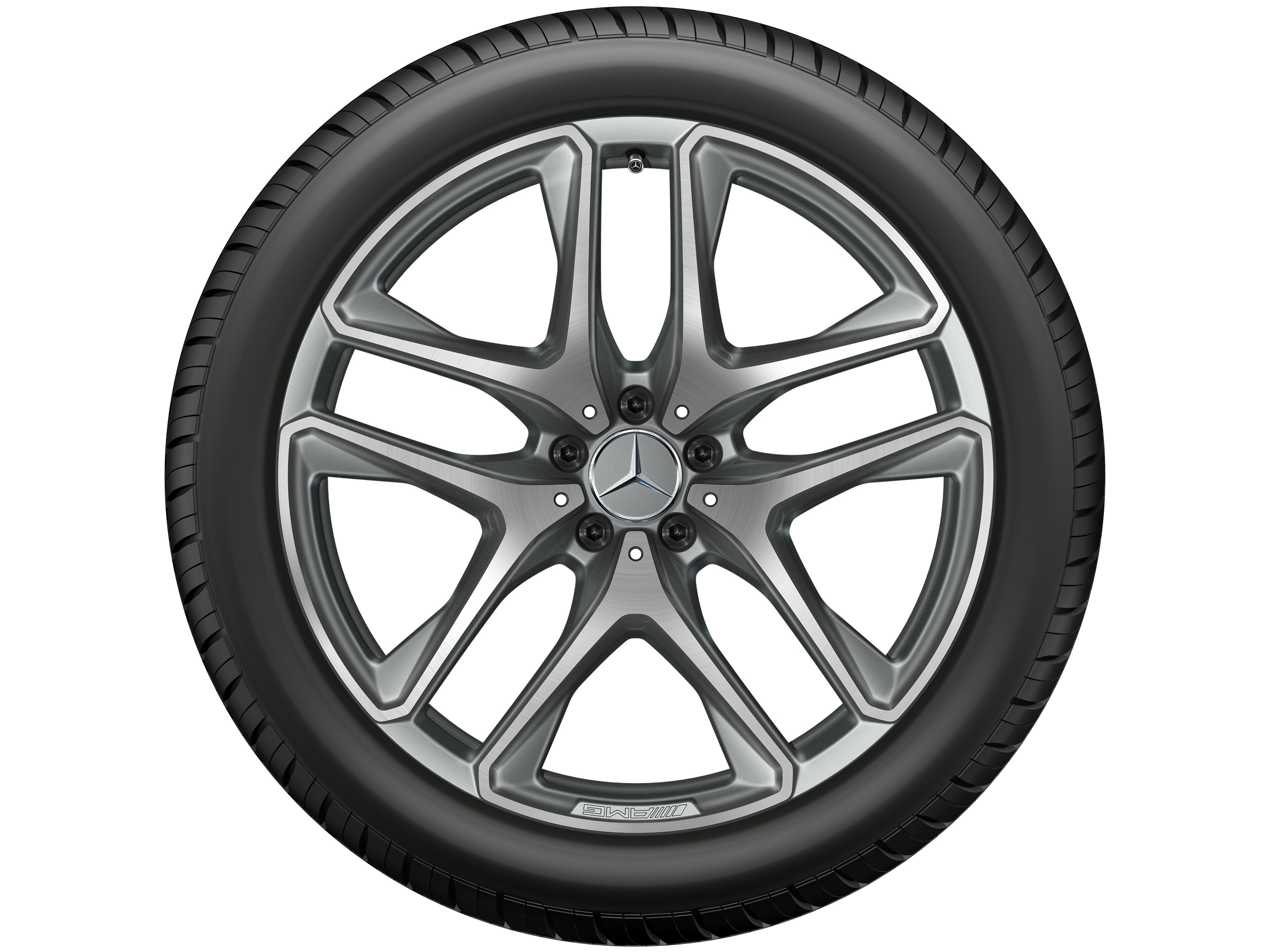 AMG 5-twin-spoke wheel, 53.3 cm (21-inch) - 10 J x 21 ET 51, titanium grey, high-sheen