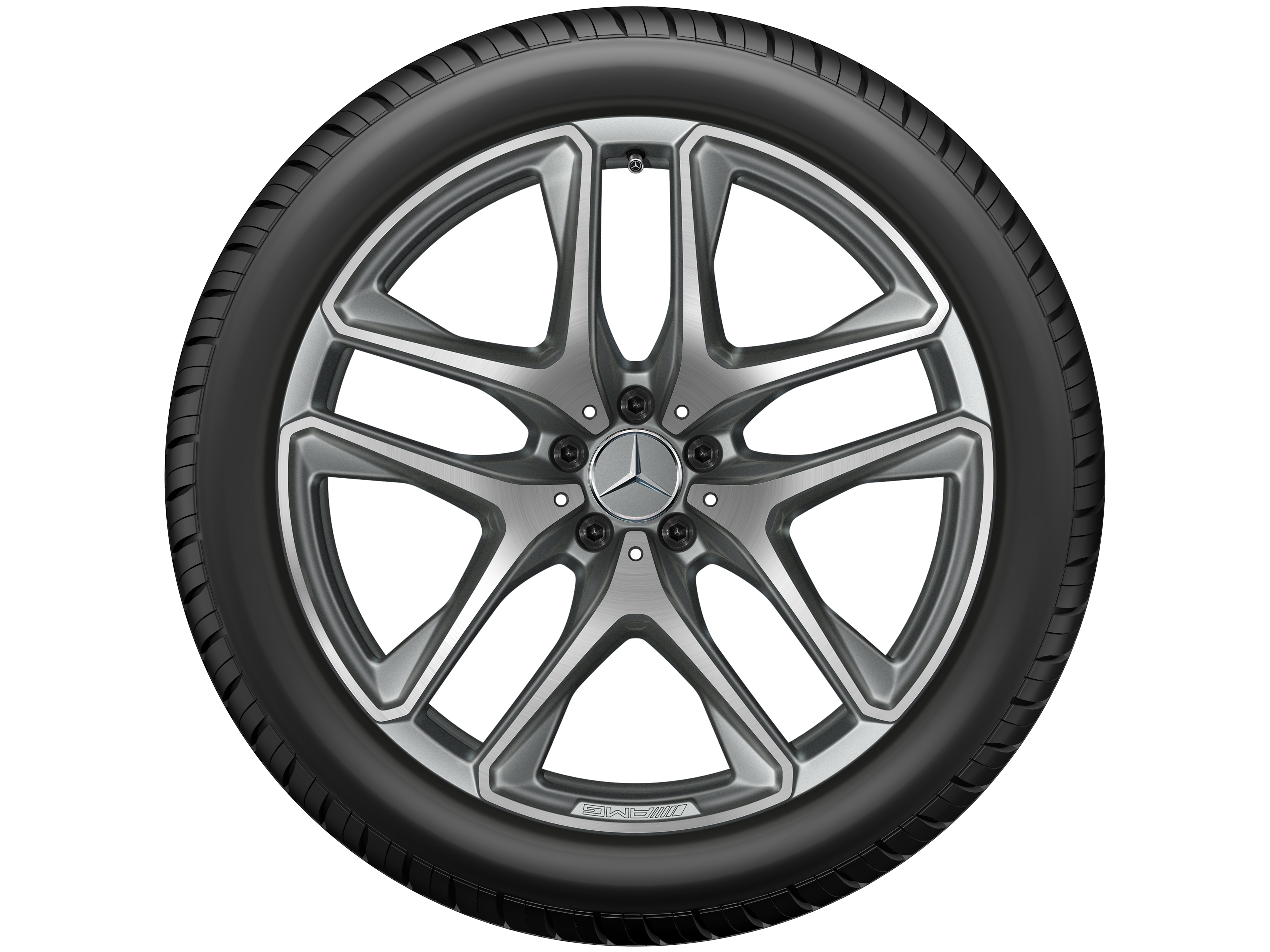 AMG 5-twin-spoke wheel, 53.3 cm (21-inch) - 11 J x 21 ET 47, titanium grey, high-sheen