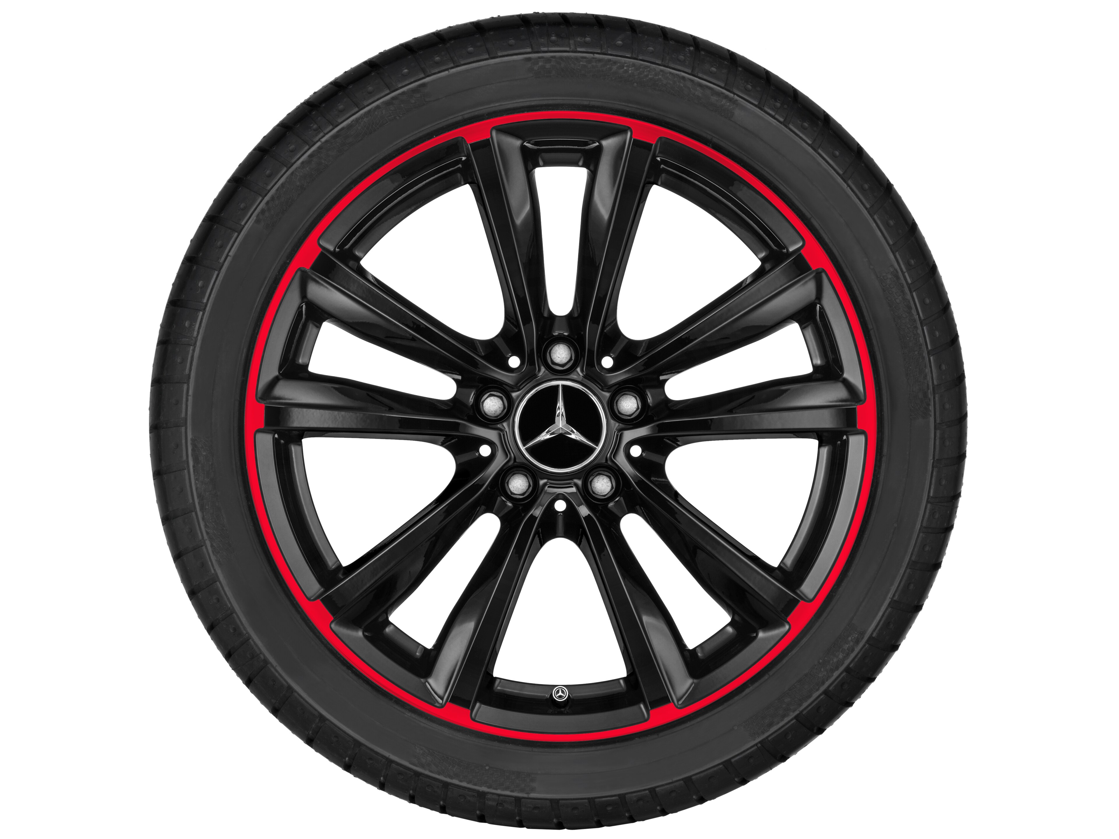 5-twin-spoke wheel, 45.7 cm (18-inch), Rim flange, red - 7,5 J x 18 ET 52, black