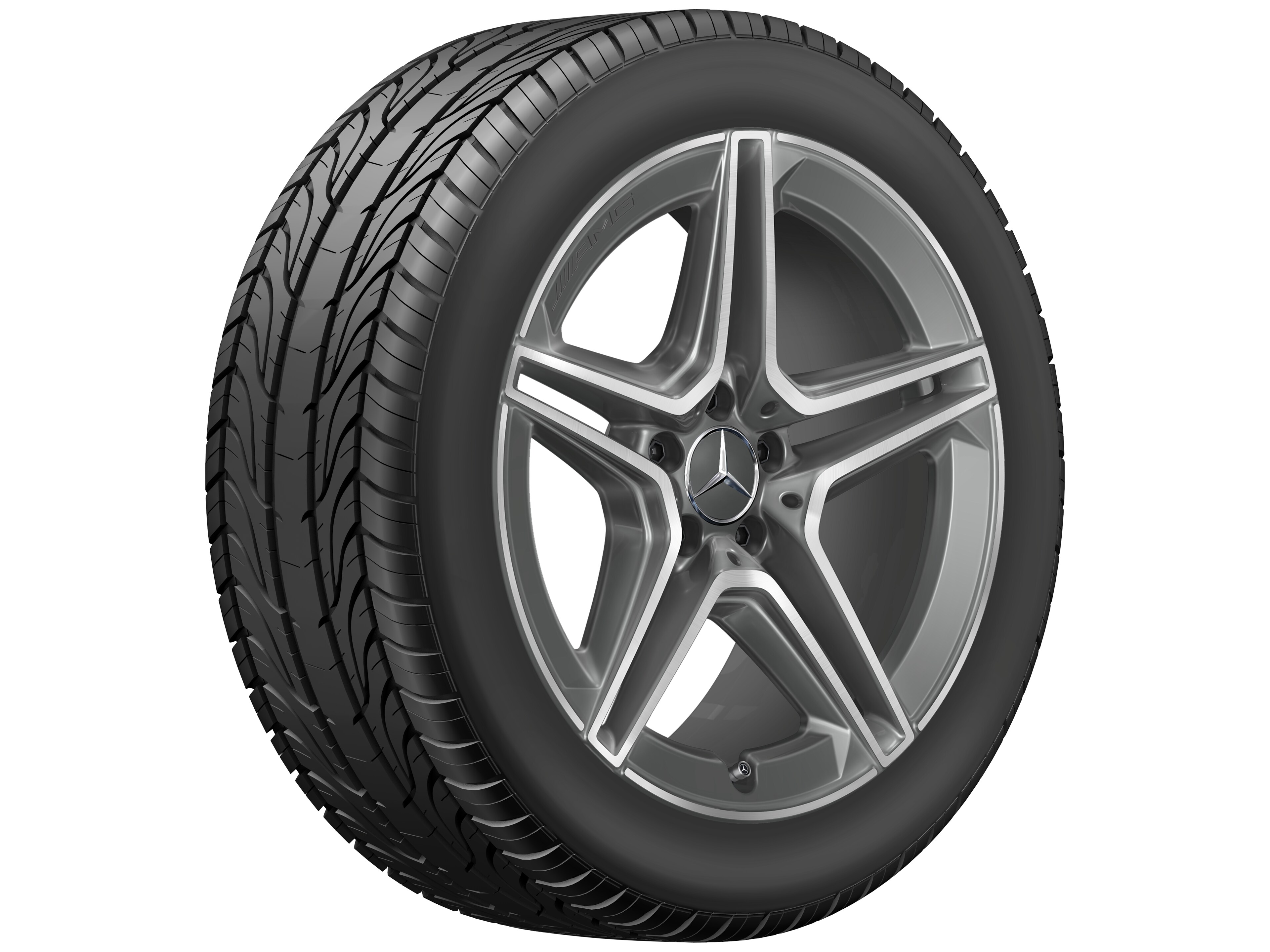 AMG 5-twin-spoke wheel, 48.3 cm (19-inch) - 8,5 J x 19 ET 31,5, tantalite grey, high-sheen