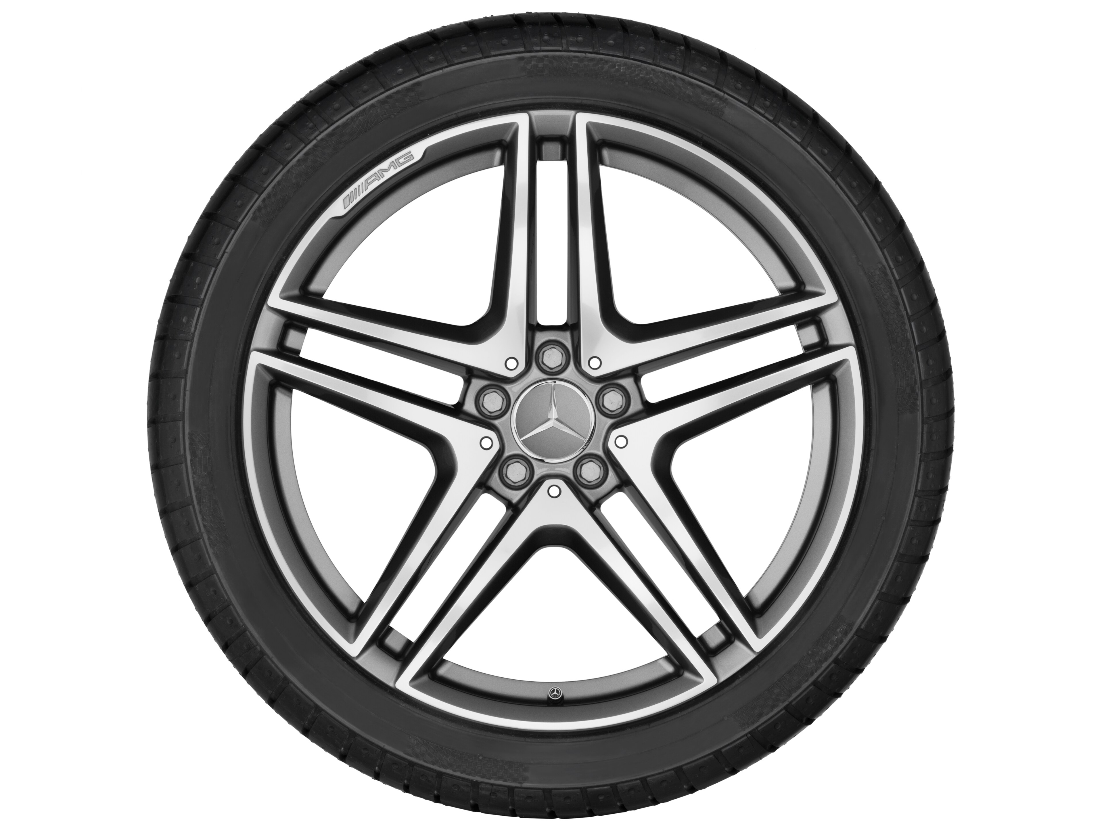 AMG forged wheel in 5-twin-spoke design, 50.8 cm (20-inch) - 8,5 J x 20 ET 39, titanium grey, high-sheen