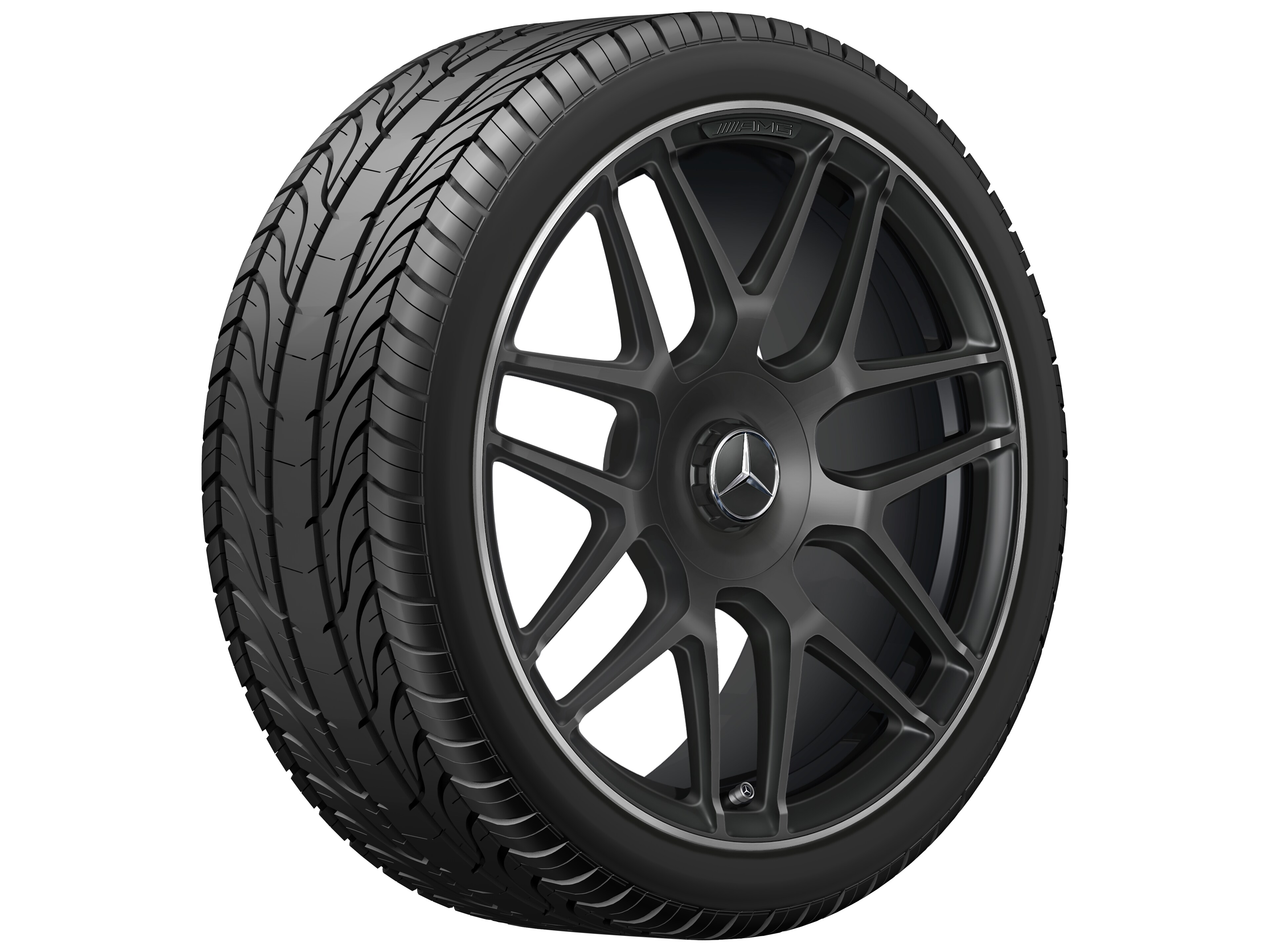 AMG forged wheel in cross-spoke design, 48.3 cm (19-inch), High-sheen rim flange - 8,5 J x 19 ET 46, matt black, high-sheen rim flange