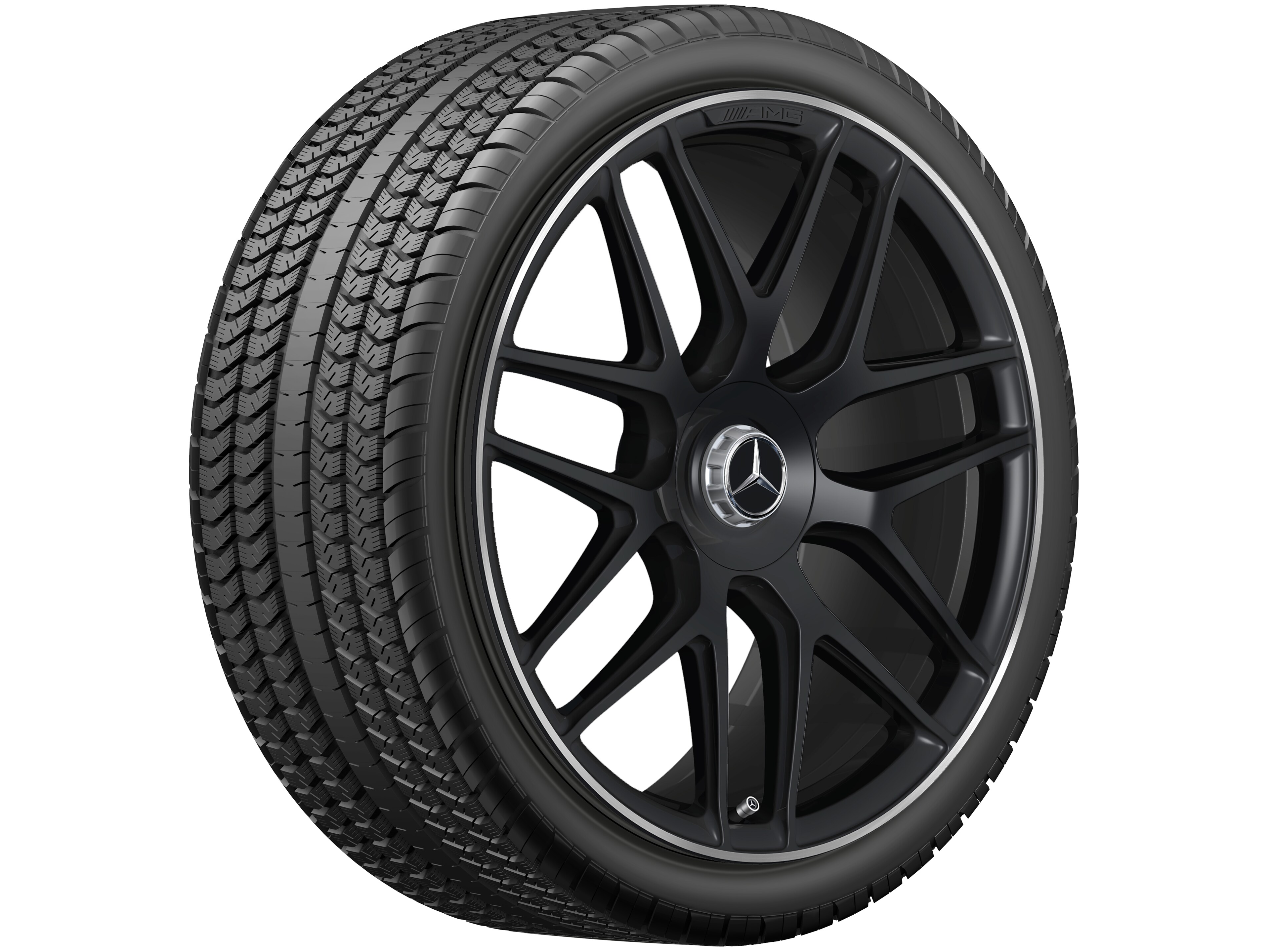 AMG forged wheel in cross-spoke design, 55.9 cm (22-inch), High-sheen rim flange - 11,5 J x 22 ET 53, matt black, high-sheen rim flange