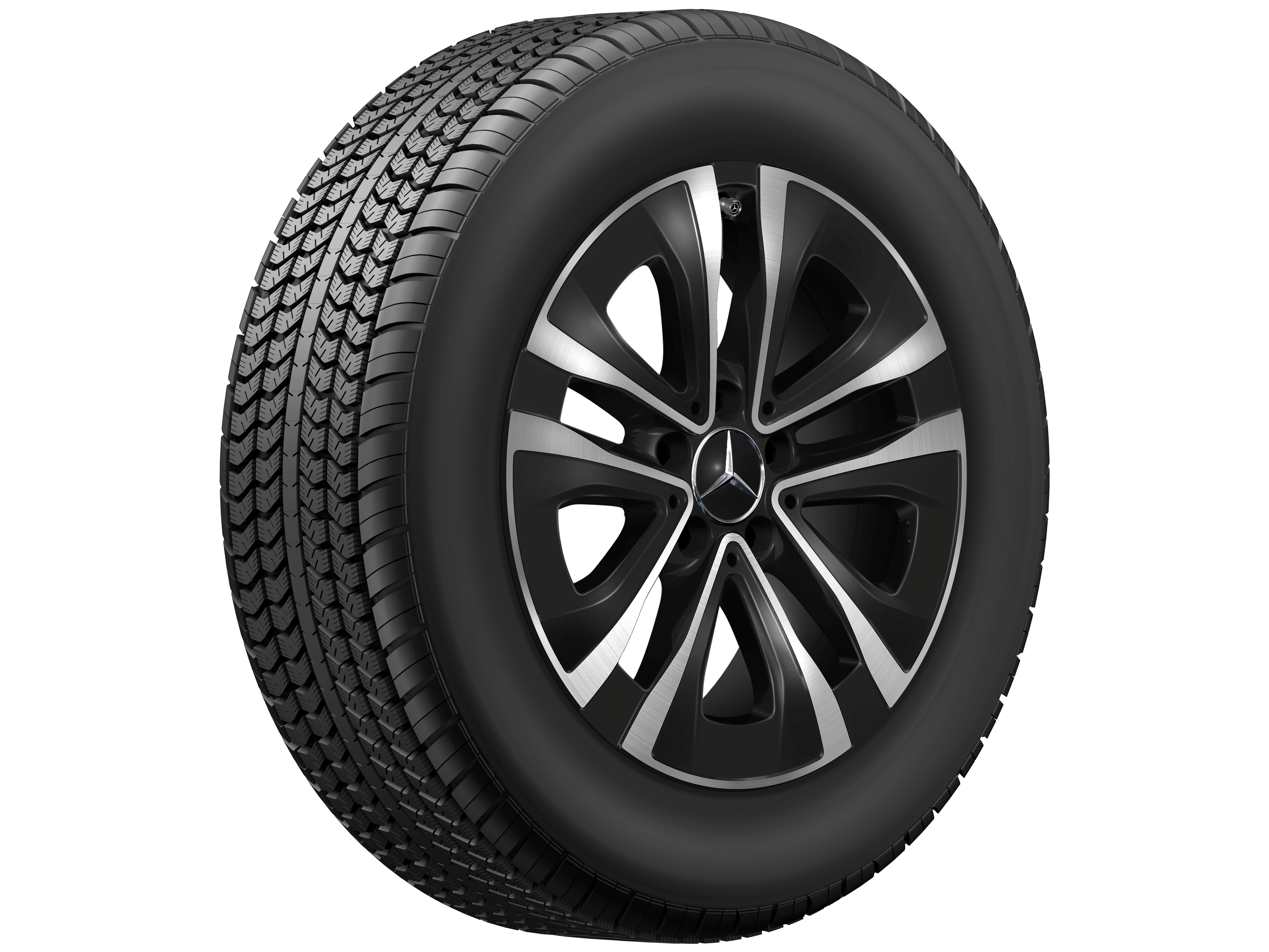 5-spoke wheel, Aero, 43.2 cm (17-inch), with additional spokes - 6,5 J x 17 ET 44, black, high-sheen