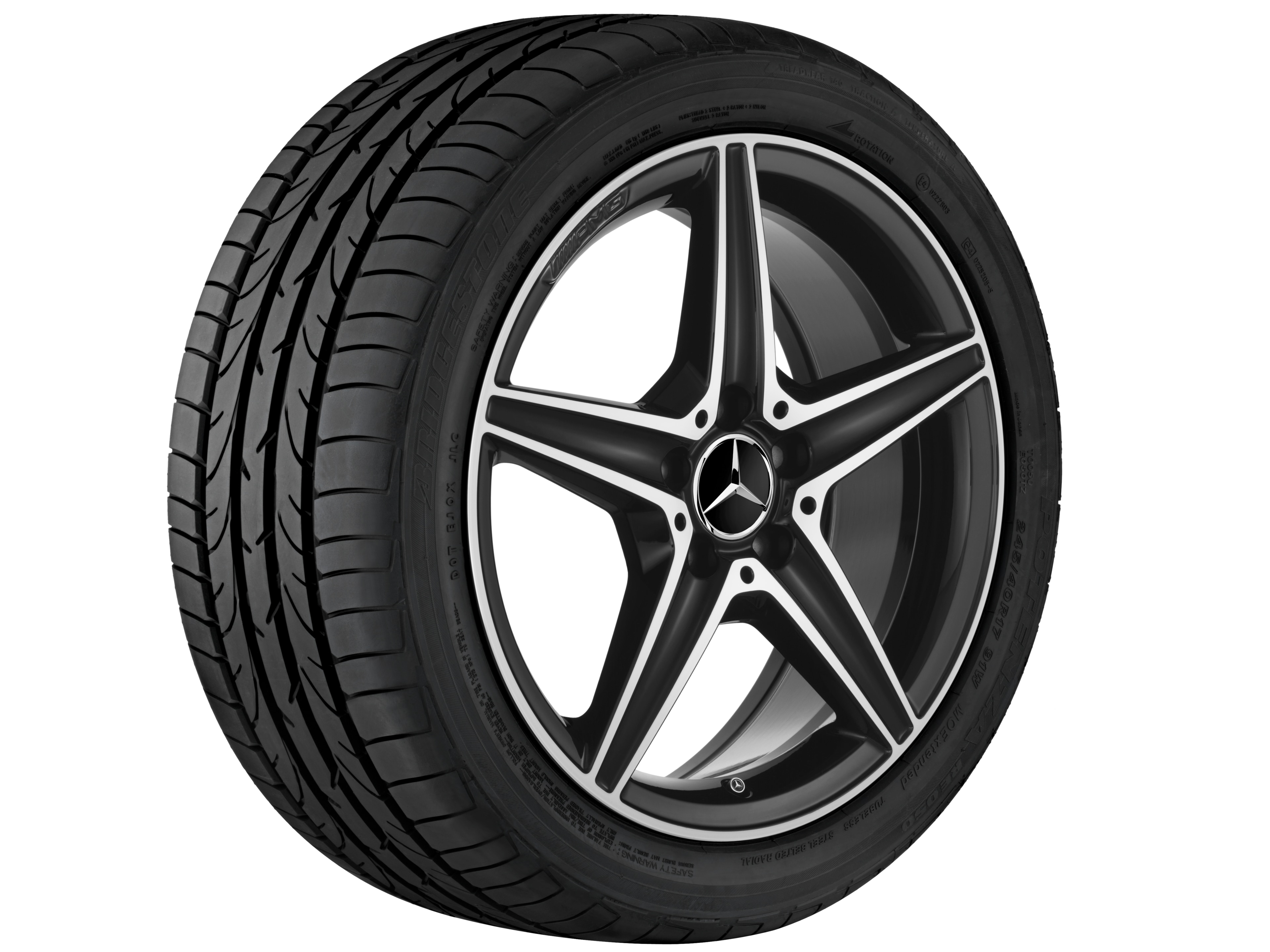 AMG 5-spoke wheel, 45.7 cm (18-inch) - 7,5 J x 18 ET 44, black, high-sheen