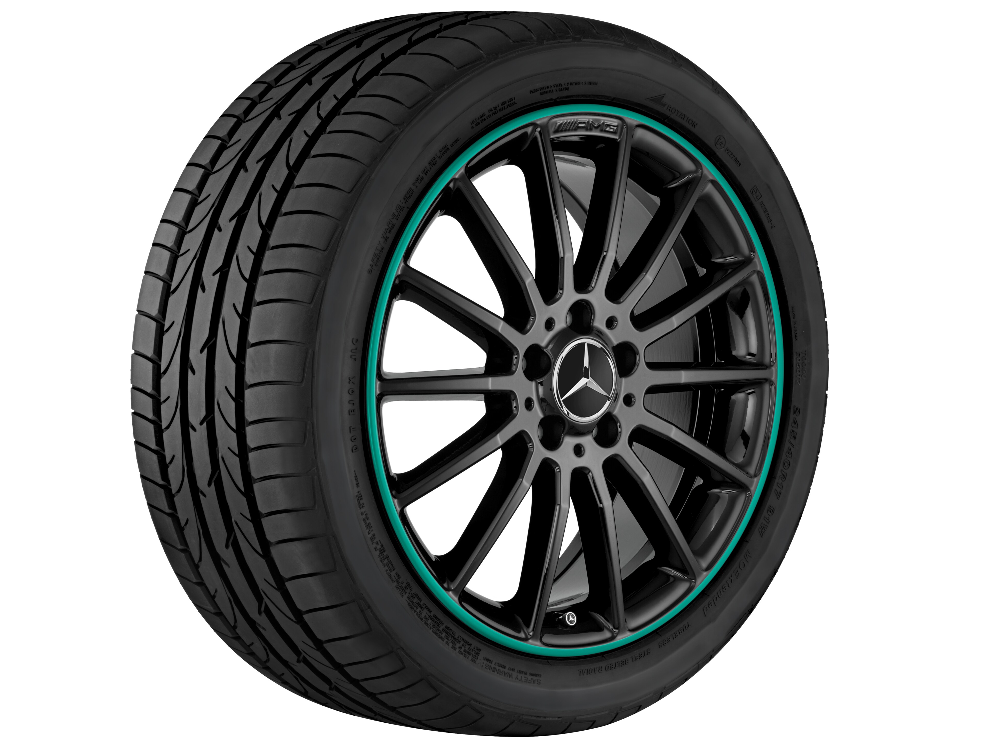 AMG multi-spoke wheel, 45.7 cm (18-inch), Rim flange, painted green - 7,5 J x 18 ET 52, black, glossy