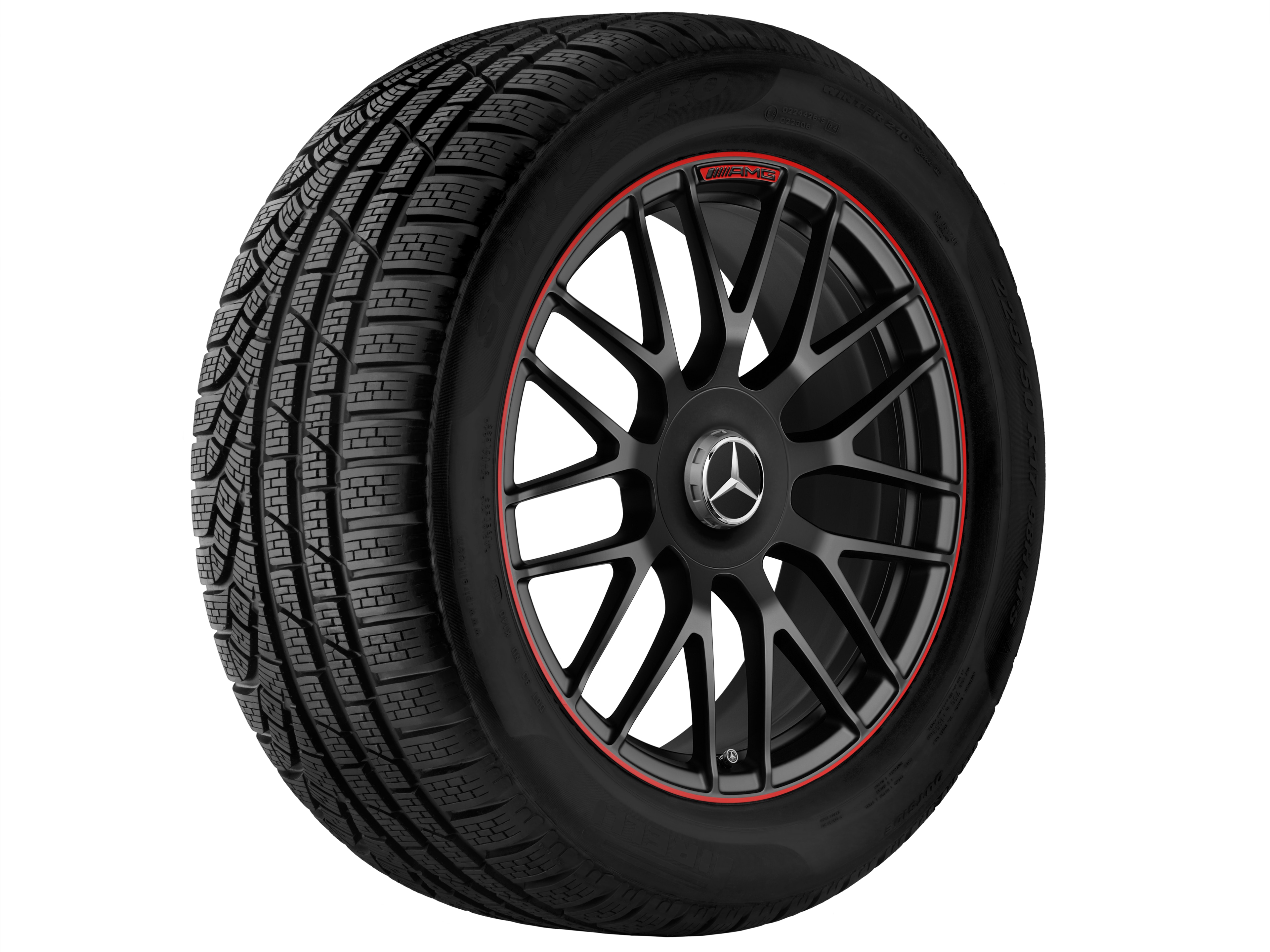 AMG forged wheel in cross-spoke design, 48.3 cm (19-inch), Rim flange, painted red - 9,5 J x 19 ET 56, matt black