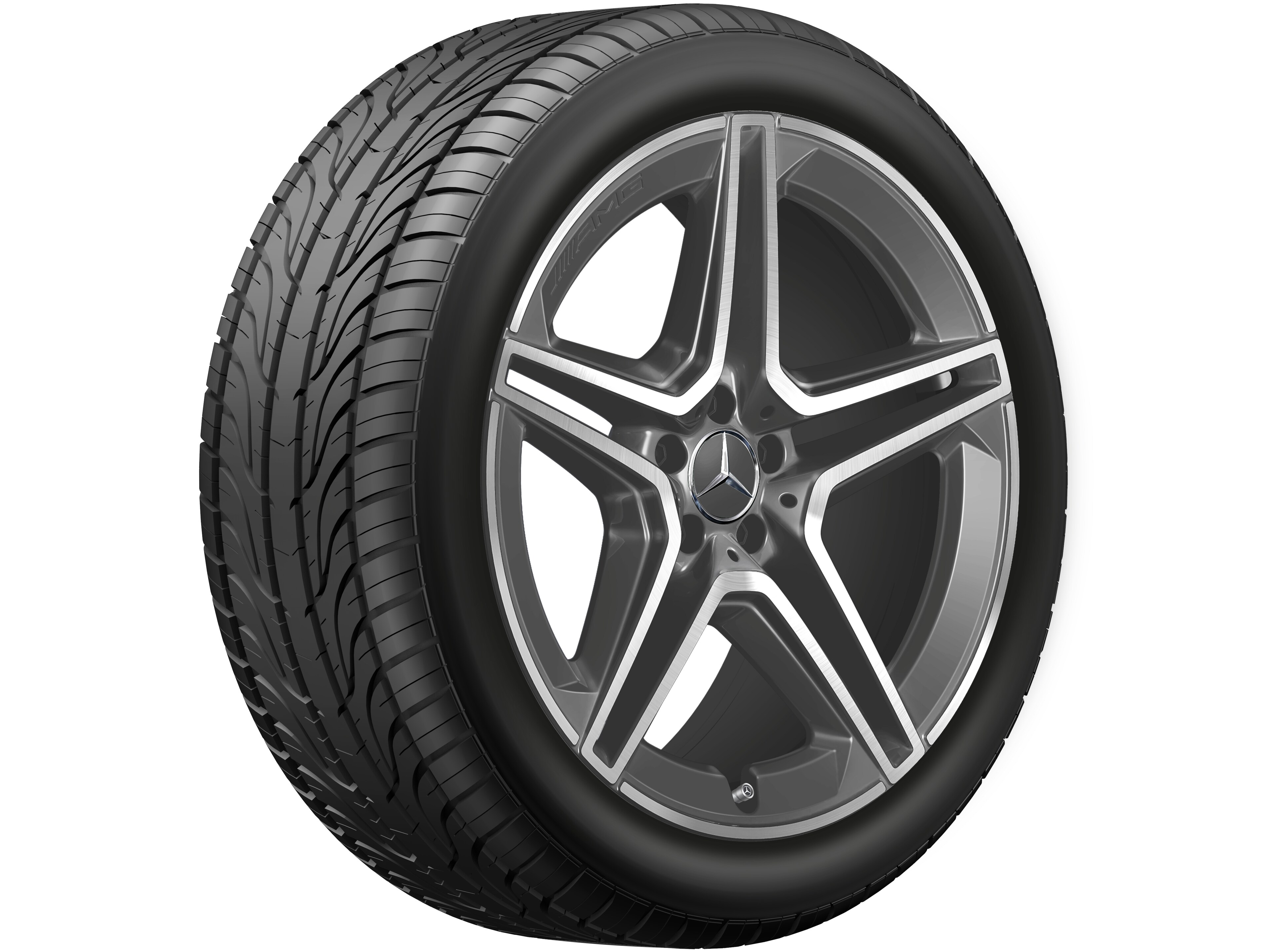 AMG 5-twin-spoke wheel, 53.3 cm (21-inch) - 10 J x 21 ET 44, tantalite grey, high-sheen