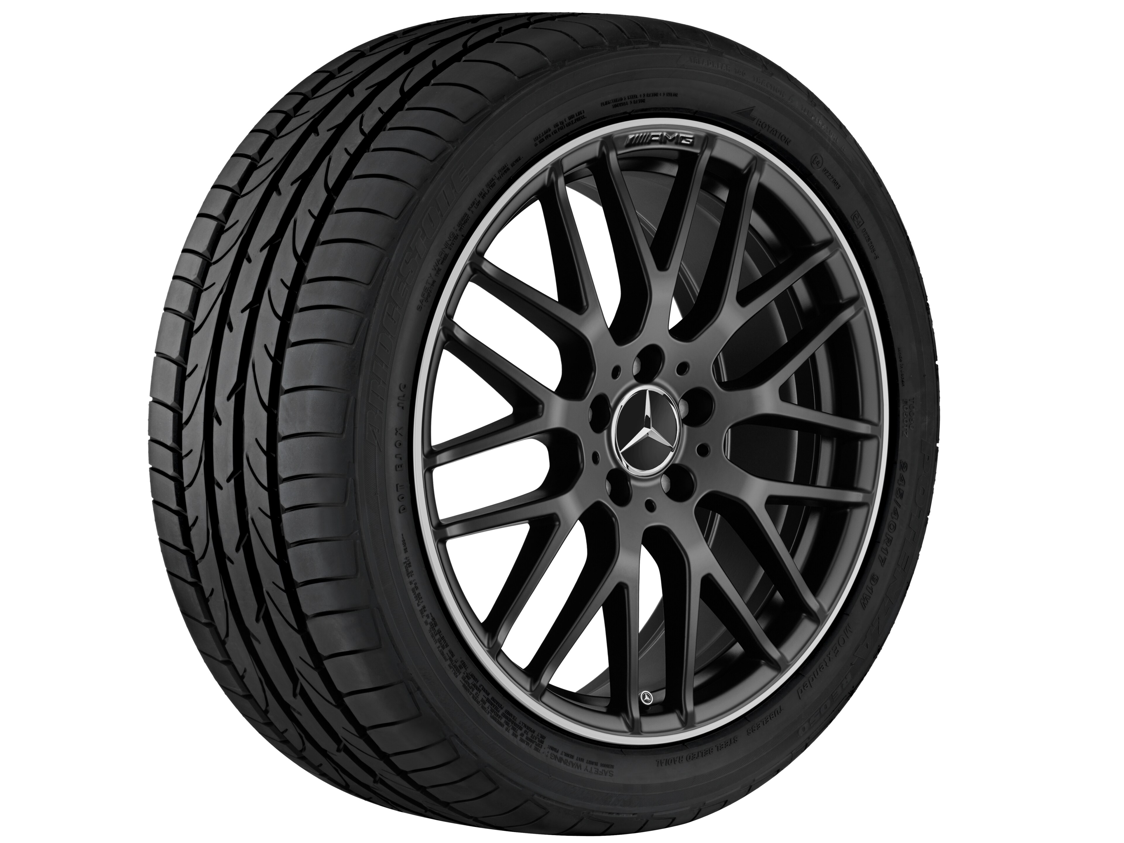 AMG forged wheel in cross-spoke design, 48.3 cm (19-inch), High-sheen rim flange - 9 J x 19 ET 61, matt black