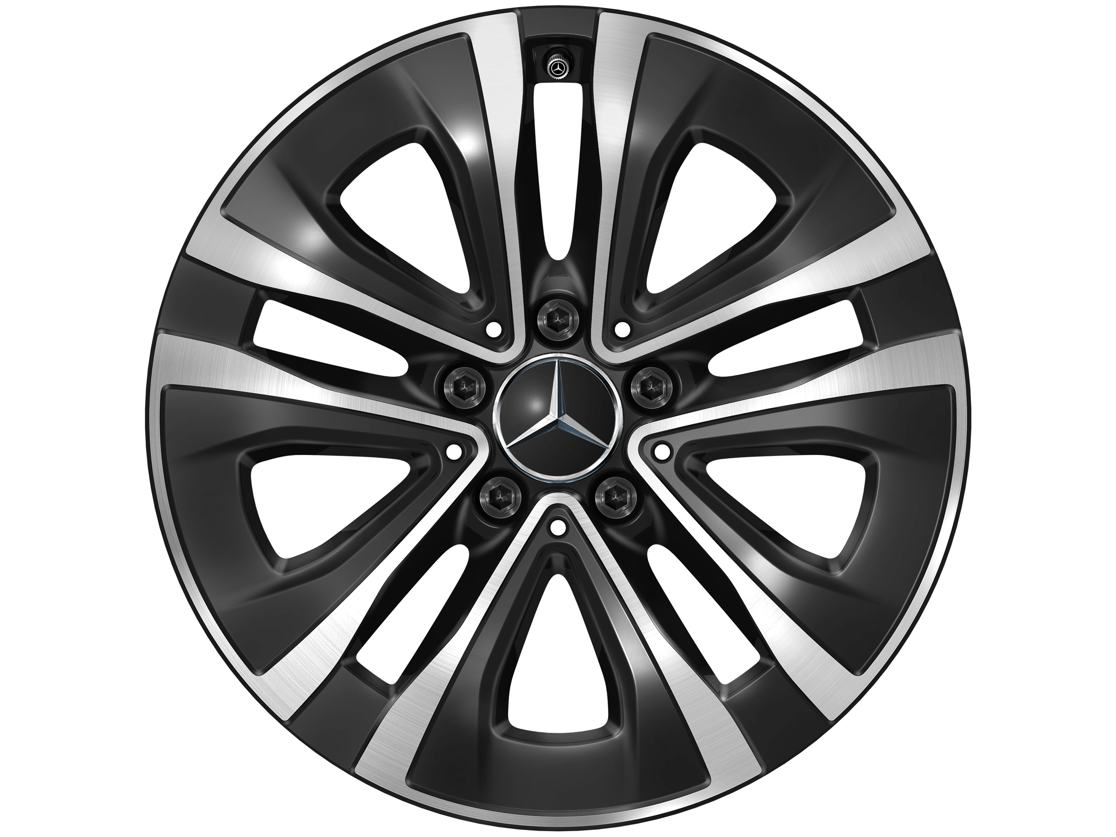 5-spoke wheel, Aero, 43.2 cm (17-inch), with additional spokes - 6,5 J x 17 ET 44, black, high-sheen