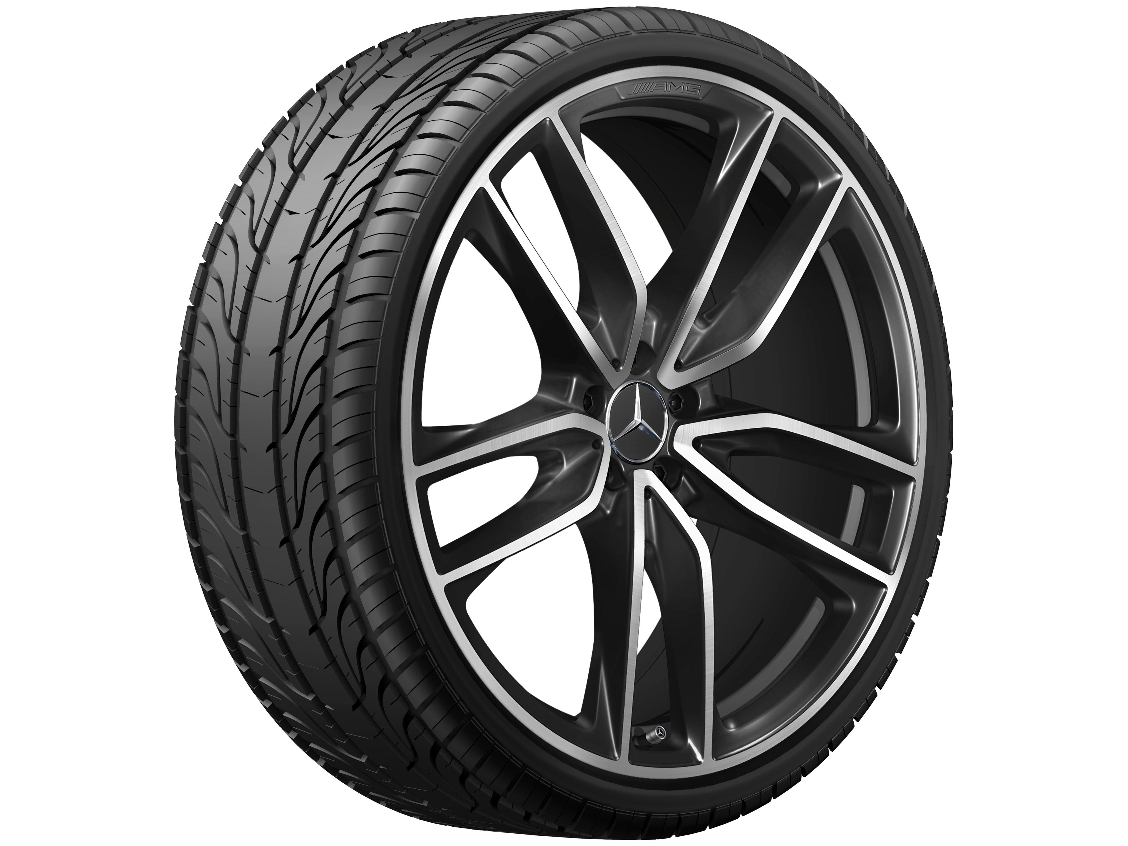 AMG 5-twin-spoke wheel, 58.4 cm (23-inch) - 9,5 J x 23 ET 45, black, high-sheen