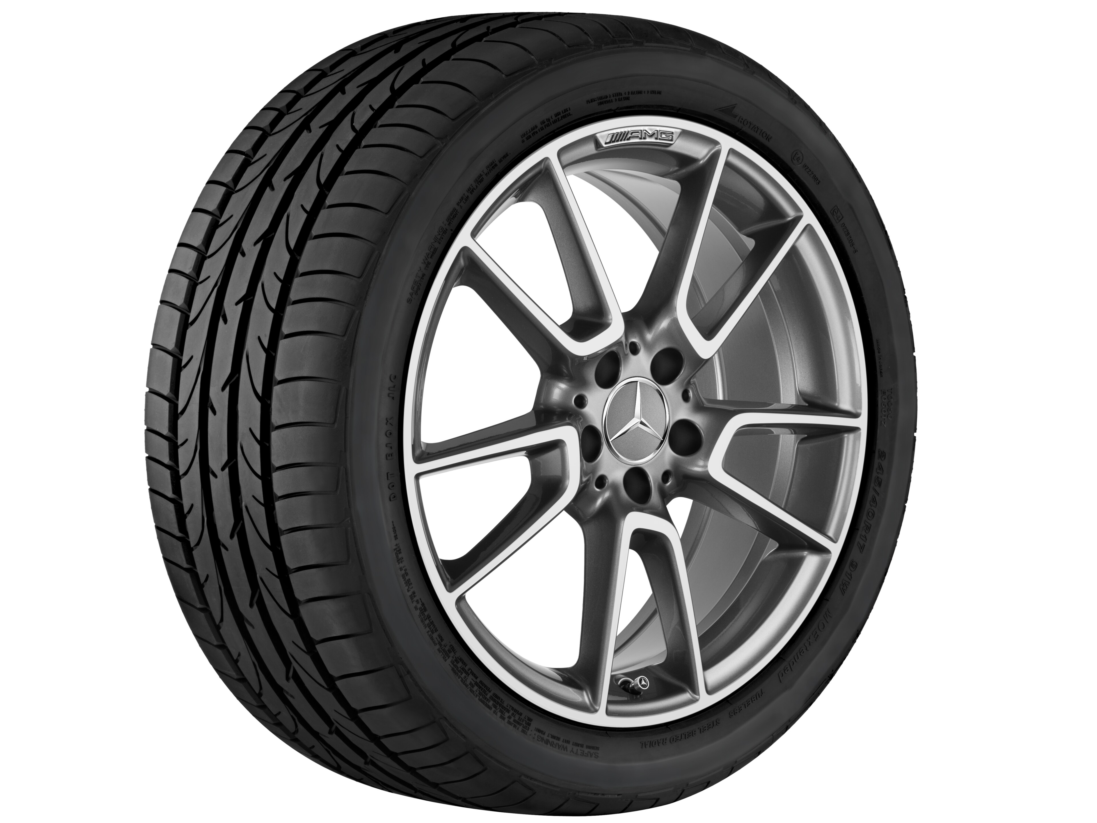 AMG 5-twin-spoke wheel, 48.3 cm (19-inch) - 8,5 J x 19 ET 52, titanium grey, high-sheen