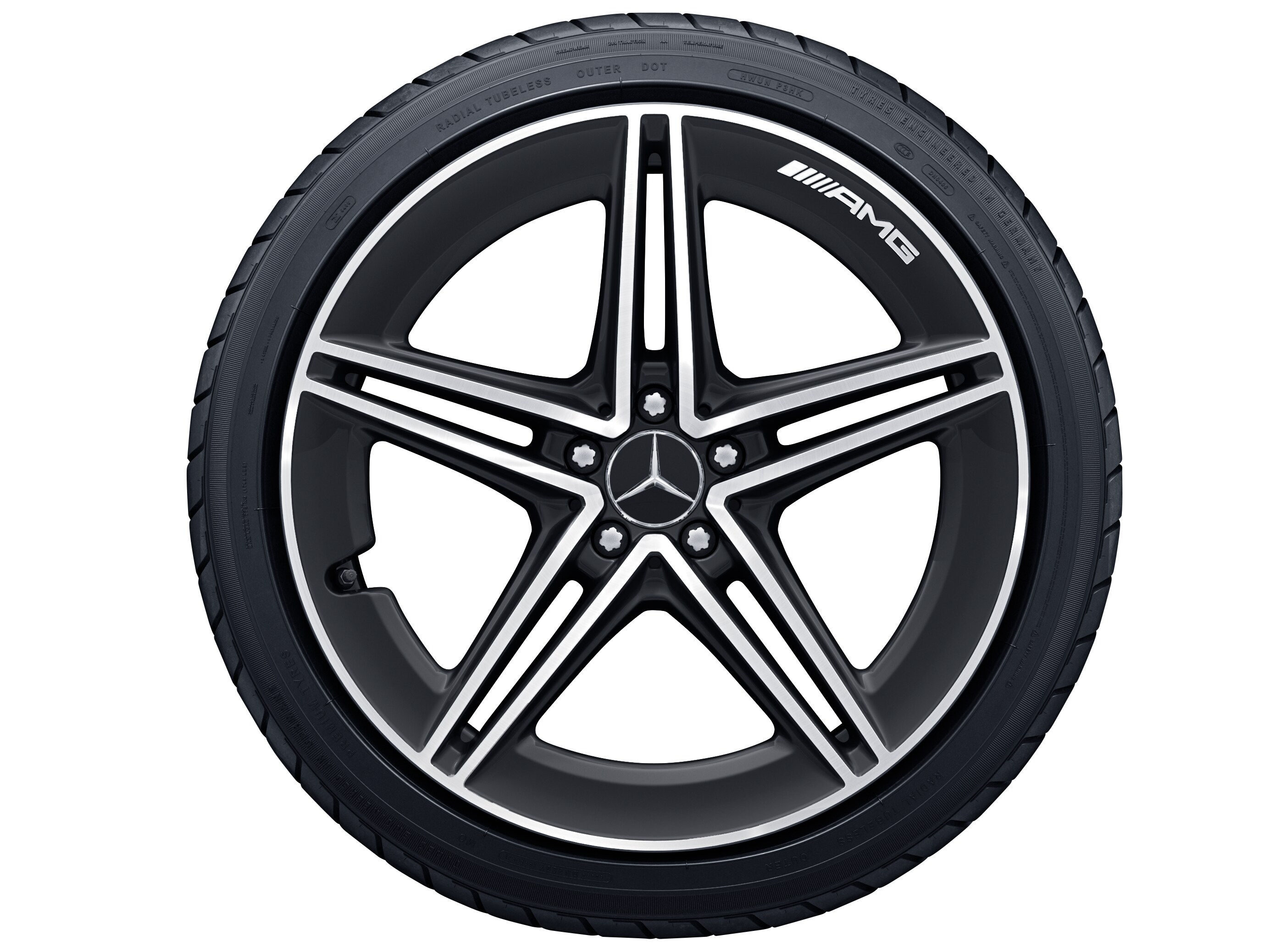AMG 5-twin-spoke wheel, 50.8 cm (20-inch) - 9,5 J x 20 ET 25, matt black, high-sheen