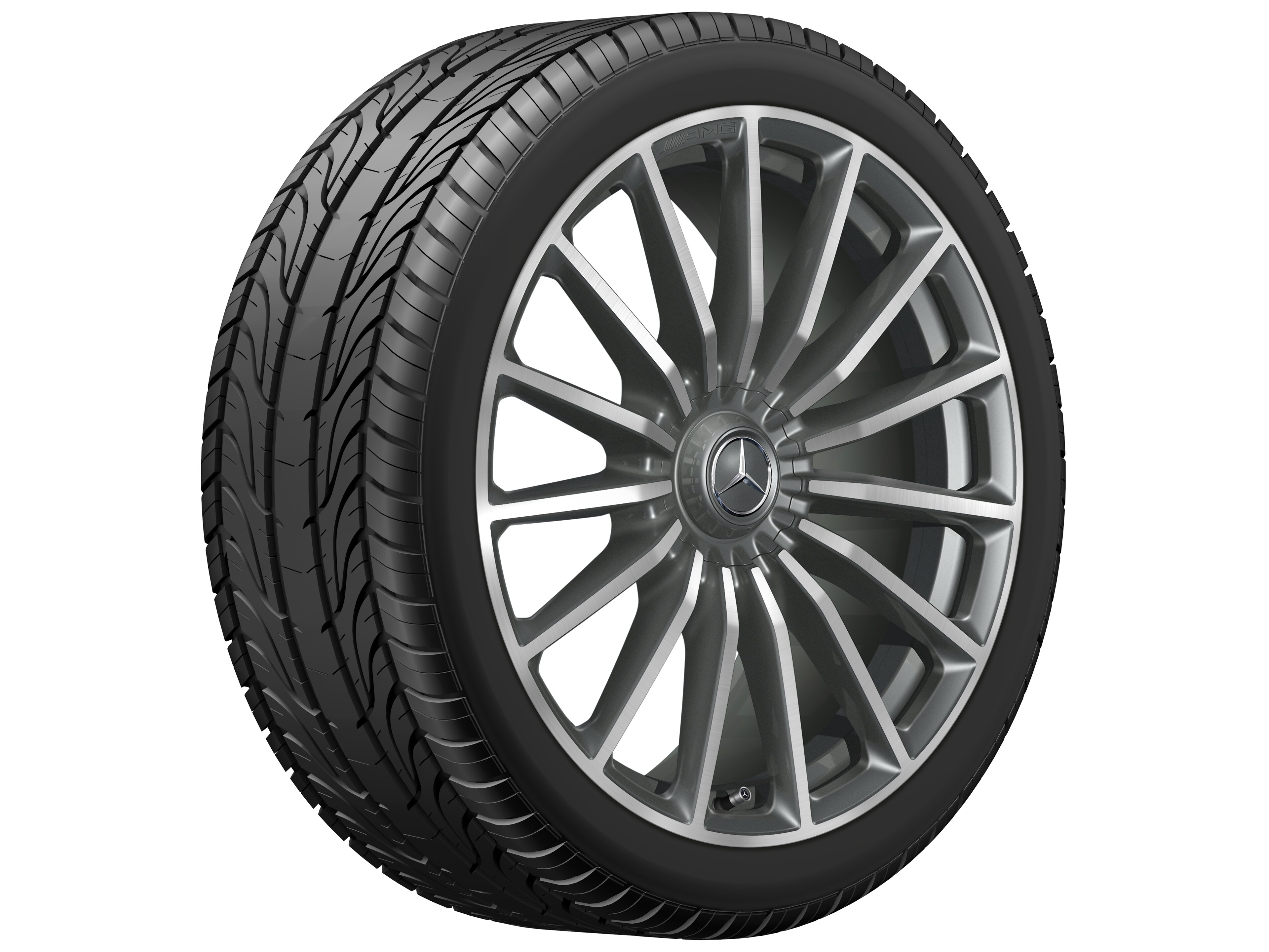 AMG multi-spoke wheel, 55.9 cm (22-inch), High-sheen rim flange - 11,5 J x 22 ET 47, titanium grey, high-sheen rim flange