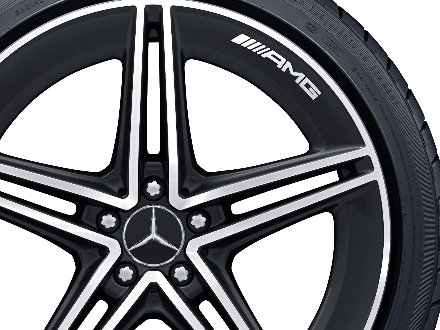 AMG 5-twin-spoke wheel, 50.8 cm (20-inch) - 9,5 J x 20 ET 25, matt black, high-sheen