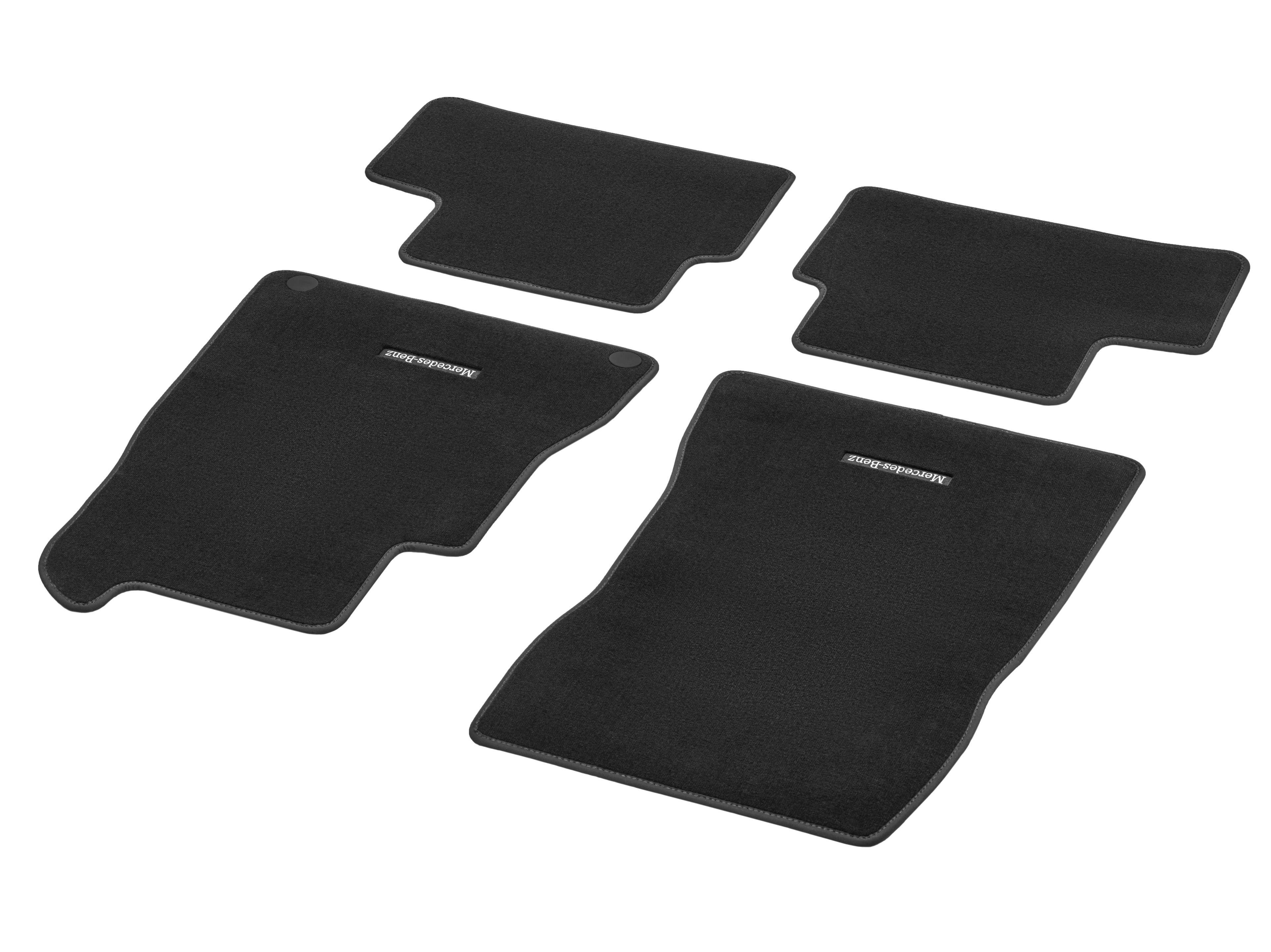 Velour floor mats CLASSIC, Set, Set of 4, Mid grey topstitching - RHD, black